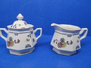 Adams Ironstone Vermont Covered Sugar Dish And Creamer Excellent Cond